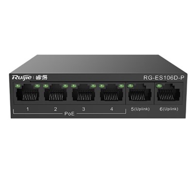 锐捷（Ruijie）RG-YS106-F6以太网交换机 RG-ES100系列非网交换机 安防监控交换机 POE供电 5口百兆